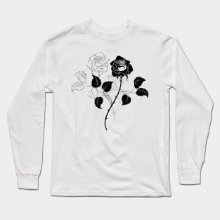 Two Roses ( Black and White ) Long Sleeve T-Shirt